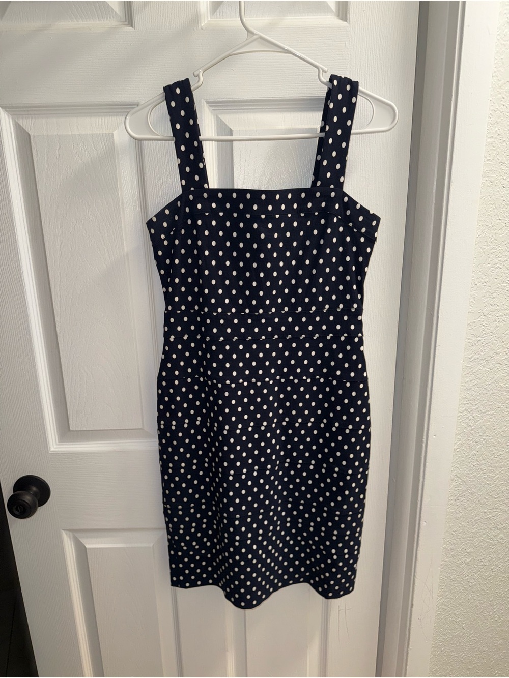 Tommy Hilfiger Navy and White Polka Dot Midi Dress